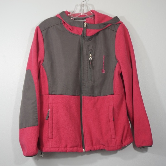Free Country Jackets & Blazers - Free Country Pink and Gray Hooded Jacket Medium
